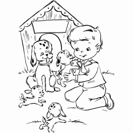 Собака раскраска для детей
