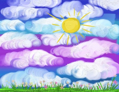 Весенние облака рисование