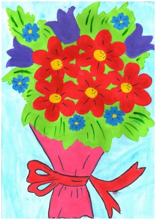 Рисование цветы для мамы