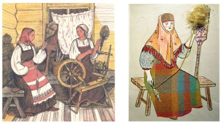 Древние прялки рисунок
