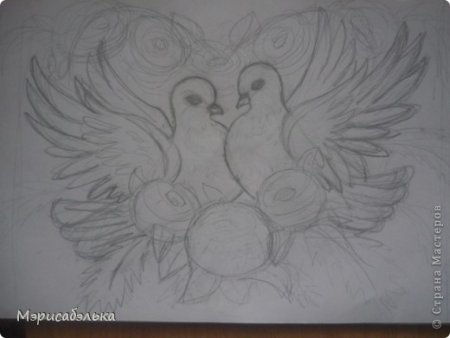 2 Голубя карандашом