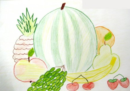 Рисунок на тему овощи и фрукты полезные продукты (48 фото)