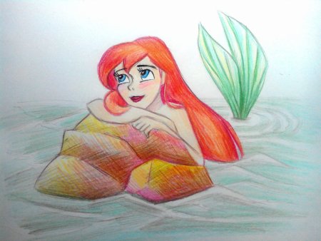 Русалочка рисунок карандашом