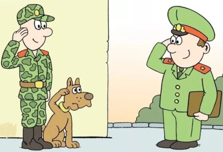 Карикатура солдата в армии