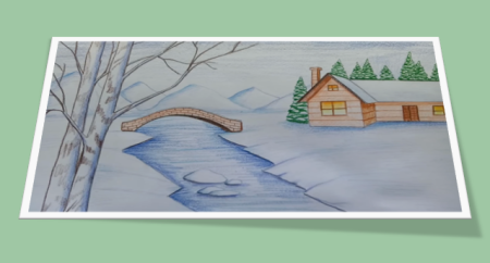 Зимнее утро рисунок