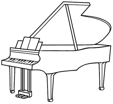 Раскраска девочка на пианино
