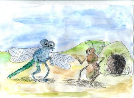 Рисунок на тему басни крылова стрекоза и муравей (47 фото)