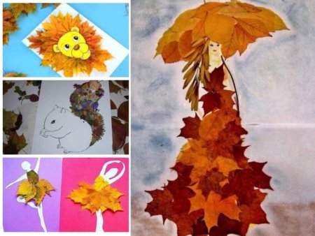 Аппликация из кленовых листьев