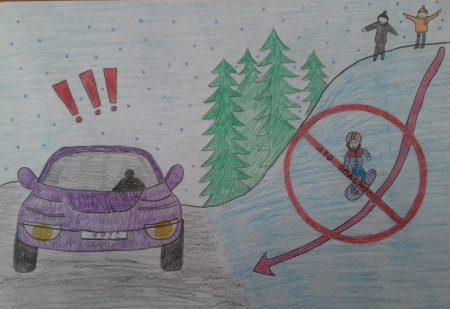 Конкурс рисунков ПДД зимой