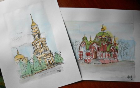 Соборная площадь Липецк рисунок