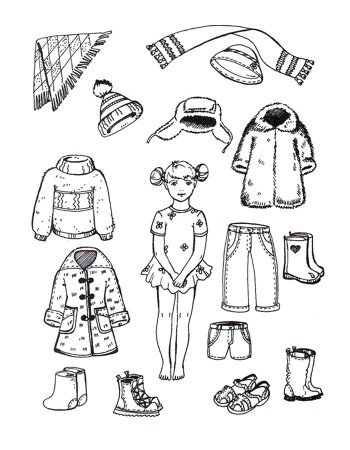 Летняя одежда раскраска для детей