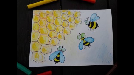 Рисование пчелы для детей
