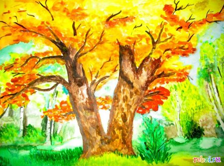 Рисование осенними листьями в детском саду