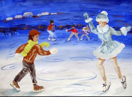 Рисование дети на катке