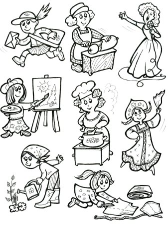 Женские профессии раскраски для детей