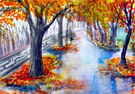 Осенний пейзаж карандашом