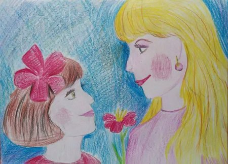 Рисунок для мамы мелками