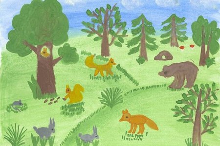 Рисование животные в лесу