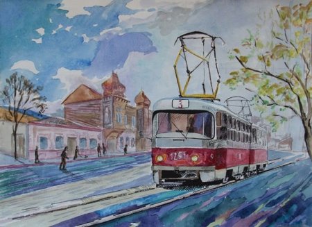 Трамвай рисунок