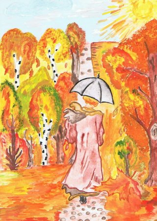 Рисунки про осень для школьников