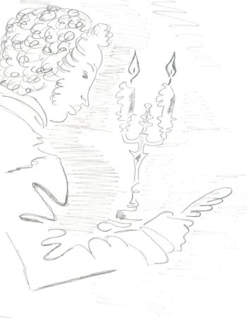 Портрет Александра Сергеевича Пушкина поэтапно