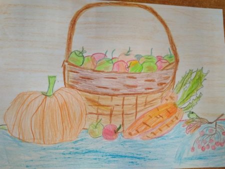 Рисование корзина с овощами