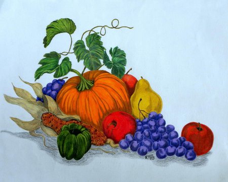 Рисование овощей и фруктов