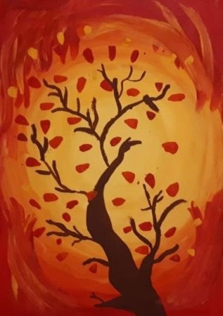 Красивый рисунок на осеннюю тематику красками