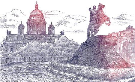 Исаакиевский собор и медный всадник в Санкт-Петербурге