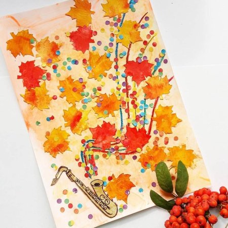 Панно из осенних материалов