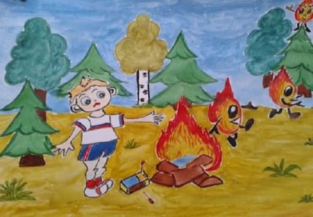 Детские рисунки на тему пожарная безопасность