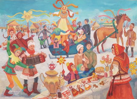 Масленица детские рисунки