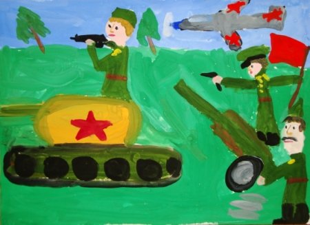 Рисунок на военную тему в детский сад