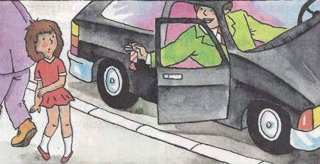 Ребенок и незнакомец на автомобиле