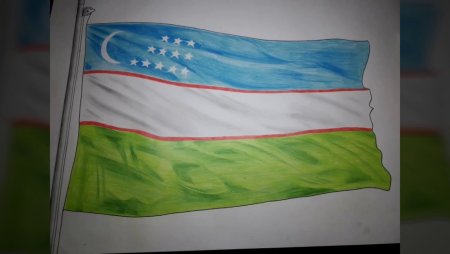 Рисовать флаг Узбекистана