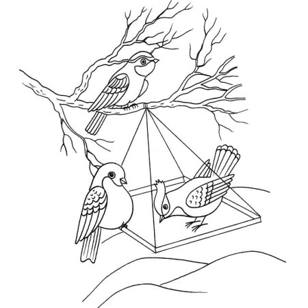 Рисование птицы зимой