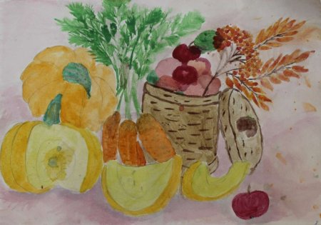 Рисование корзина с грибами