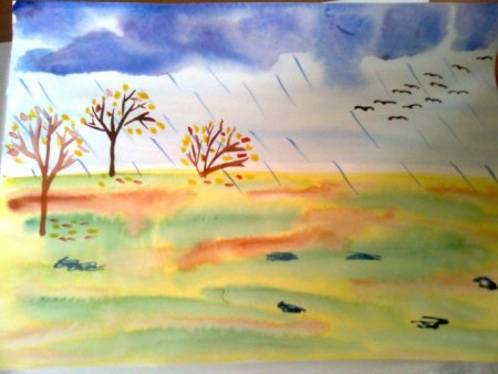 Рисование грустная осень