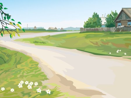 Сельский пейзаж рисунки детей