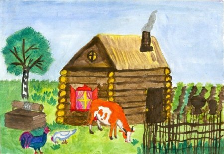 Деревенский домик для рисования