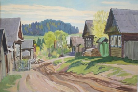 Сельский пейзаж с колодцем