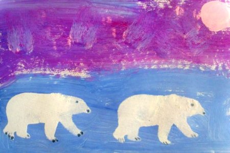 Рисование. Тема: «белый медведь и Северное сияние» (Лыкова, 140)