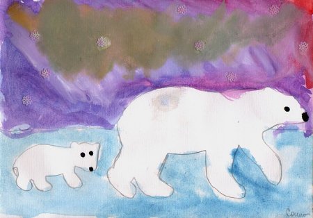 Рисование. Тема: «белый медведь и Северное сияние» (Лыкова, 140)