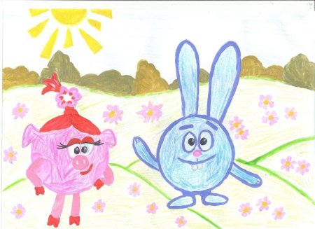 Детские рисунки на тему мультфильмов