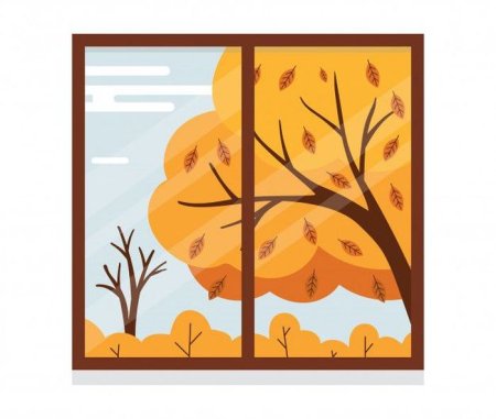 Осенний вид из окна рисунок