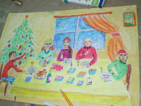 Детские рисунки на тему семейный праздник