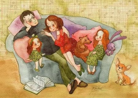 Мама с ребенком акварель