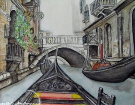 Уголок Венеции с домами каналами и гондолами