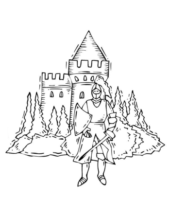 Крепость раскраска с рыцарями