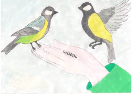 Рисунок на тему Синичкин день